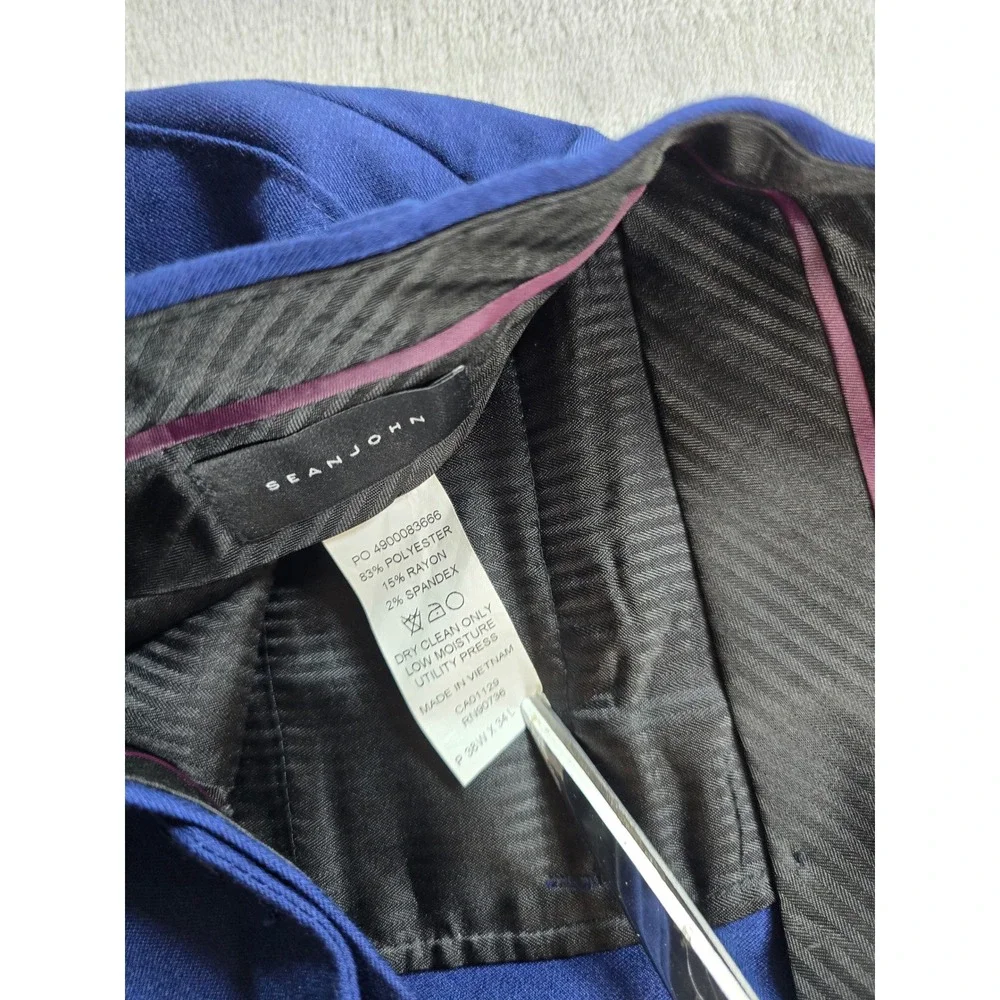 Sean John Double Breasted 3 Piece Suit Mens 44L Pants 38x31 Royal Blue w/Vest